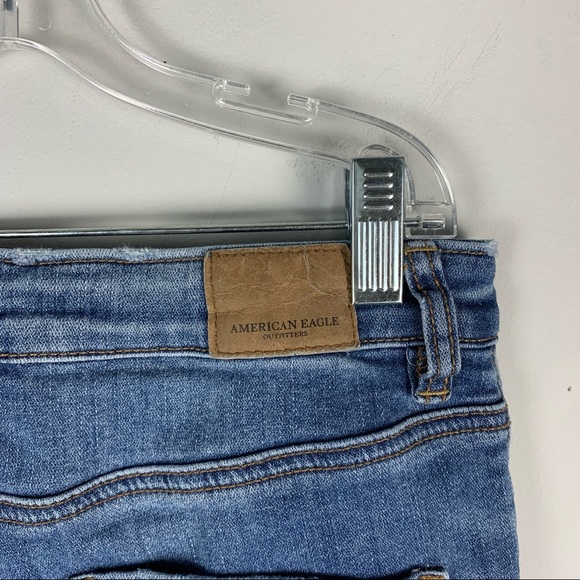 American Eagle Highest Rise Super Stretch X Distressed Raw Hem Jeggings - Picture 6 of 8